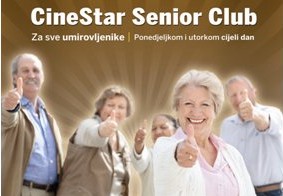 CineStar pogodnosti za umirovljenike - ulaznica 20 kn